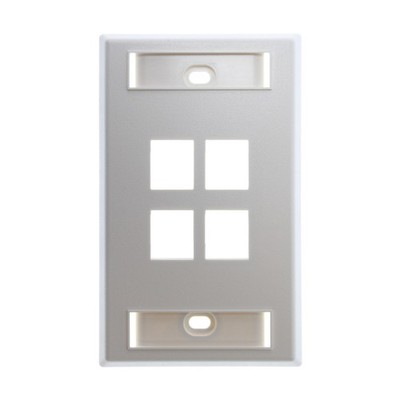 ORTRONICS OR-KSFP4 4-PORT KEYSTONE SINGLE GANG PLASTIC MODULAR FACEPLATE, WHITE
