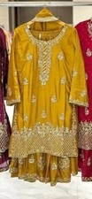 Attractive Look Heavy Chinon Silk Top Palazzo With Yellow Dupatta For Wedding