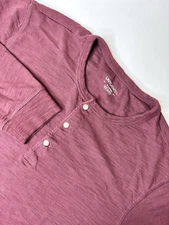 UNTUCKit Men's Yannik Henley Shirt Size XL Burgundy L/S Cotton Slub Casual