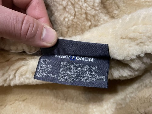 CHEVIGNON Men Sheepskin Shearling Classic Aviator Jacket B3 Distressed XL - Picture 12 of 15