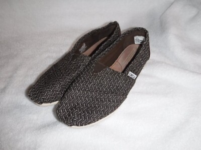 Toms Womens 7 Classic Loafers Brown Tweed Sparkly Slip On Flats Casual Work