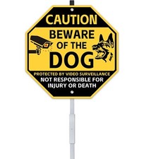 Beware of Dog Sign 10" x 10" Aluminum Yard Sign with 28" Stake and Accessories