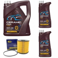 MotoröL Set Mannol 10W-40 Ceramic Pro 7 Liter + ÖLfilter FüR Renault Vel Satis