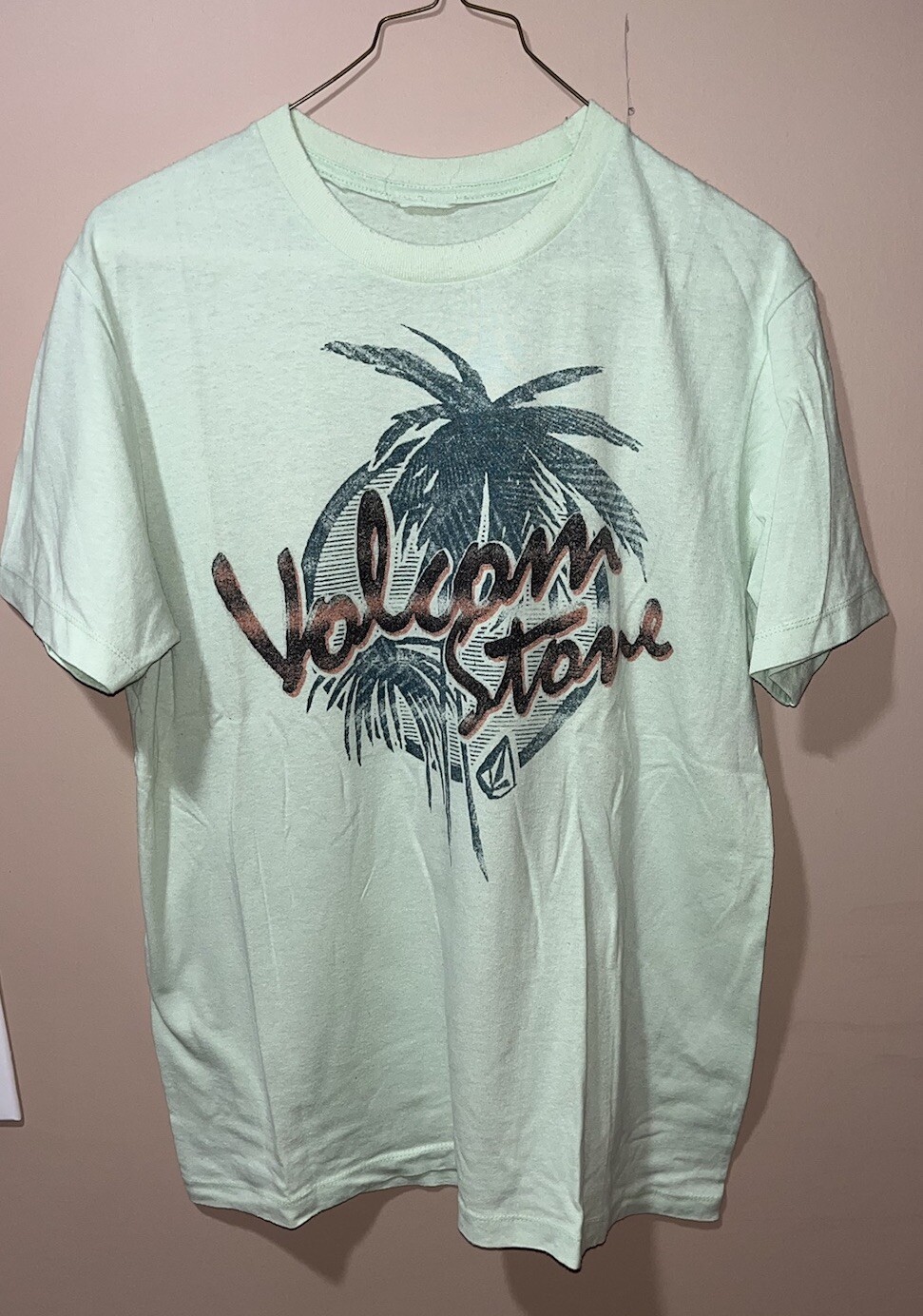 Volcom Stone Shirt Adult Medium Vintage 00s Light Green Tropical Beach Surf Y2K
