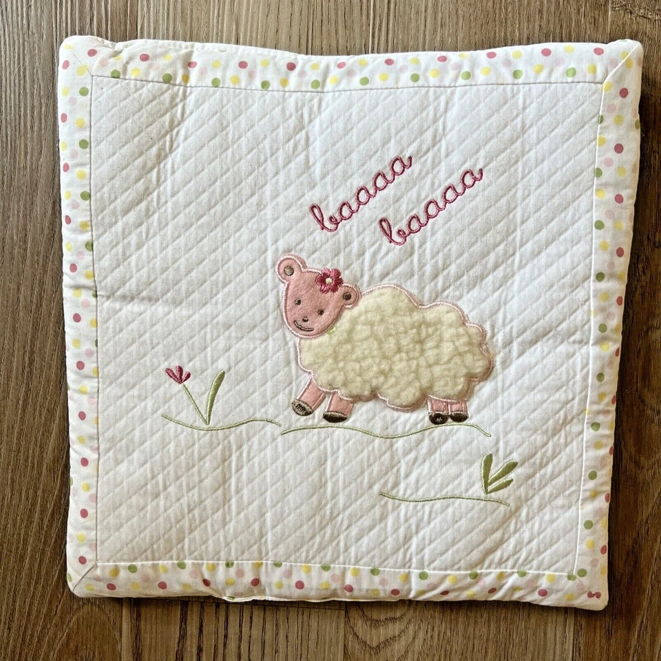 Juego de 2 colgantes de pared suaves SumerSault ovejas 12" x 12" Baaa blanco rosa polka Foto 2 de 4