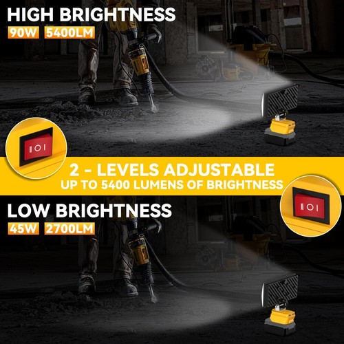 5400LM 90W LED Work Light for Dewalt 20v Battery Flood Light Portable Spotlight - Picture 3 of 7