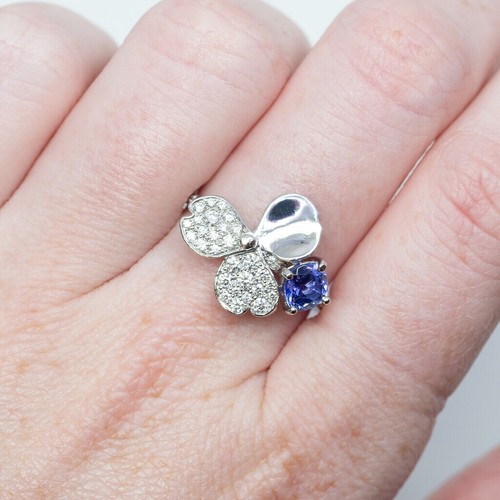 Tiffany & Co. Paper Flowers Diamonds & Tanzanite Platinum Flower Ring Size K ... - Picture 3 of 8