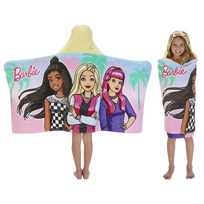 Barbie Kids Hooded Towel, Cotton, 100% Cotton, Pink, Mattel