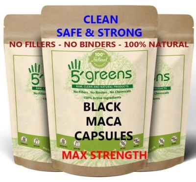 Black Maca Capsules 6000mg Natural Vagen Capsules STRONG & EFFECTIVE 5greens
