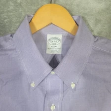 Brooks Brothers Shirt Mens 16 - 2/3 Purple Houndstooth Button Up Regent 1818