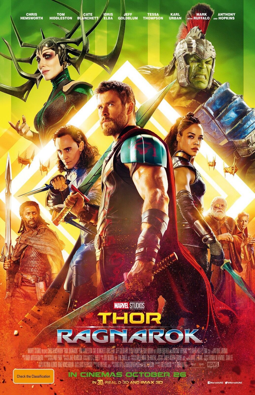 Thor Ragnarok movie poster (e) - Loki poster - 11 x 17 - Tom