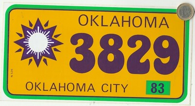 American License Plate Shape Stickers. OKLAHOMA