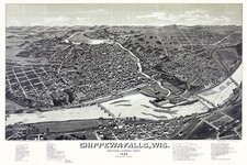 Poster decoration.Room design.Chippewa Falls Wisconsin aerial map.7529