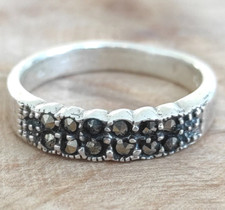 Sterling Silver Ring, A0377R-54, Marcasite Stone Ring, 925 Sterling Silver, Gray