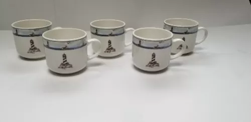 Set of 5 Totally Today Lighthouse Coffee/Tea Mugs