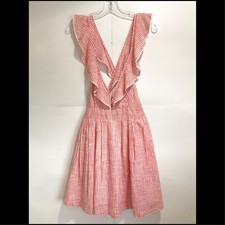Free People Heartlines Smocked Striped Pin Ruffle Mini Dress Size S