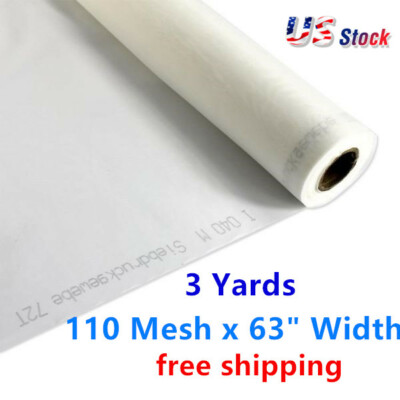#ad USA 3 Yards 110 Mesh x 63quot; Width White Silk Screen Silkscreen Printing Fabric $12.97