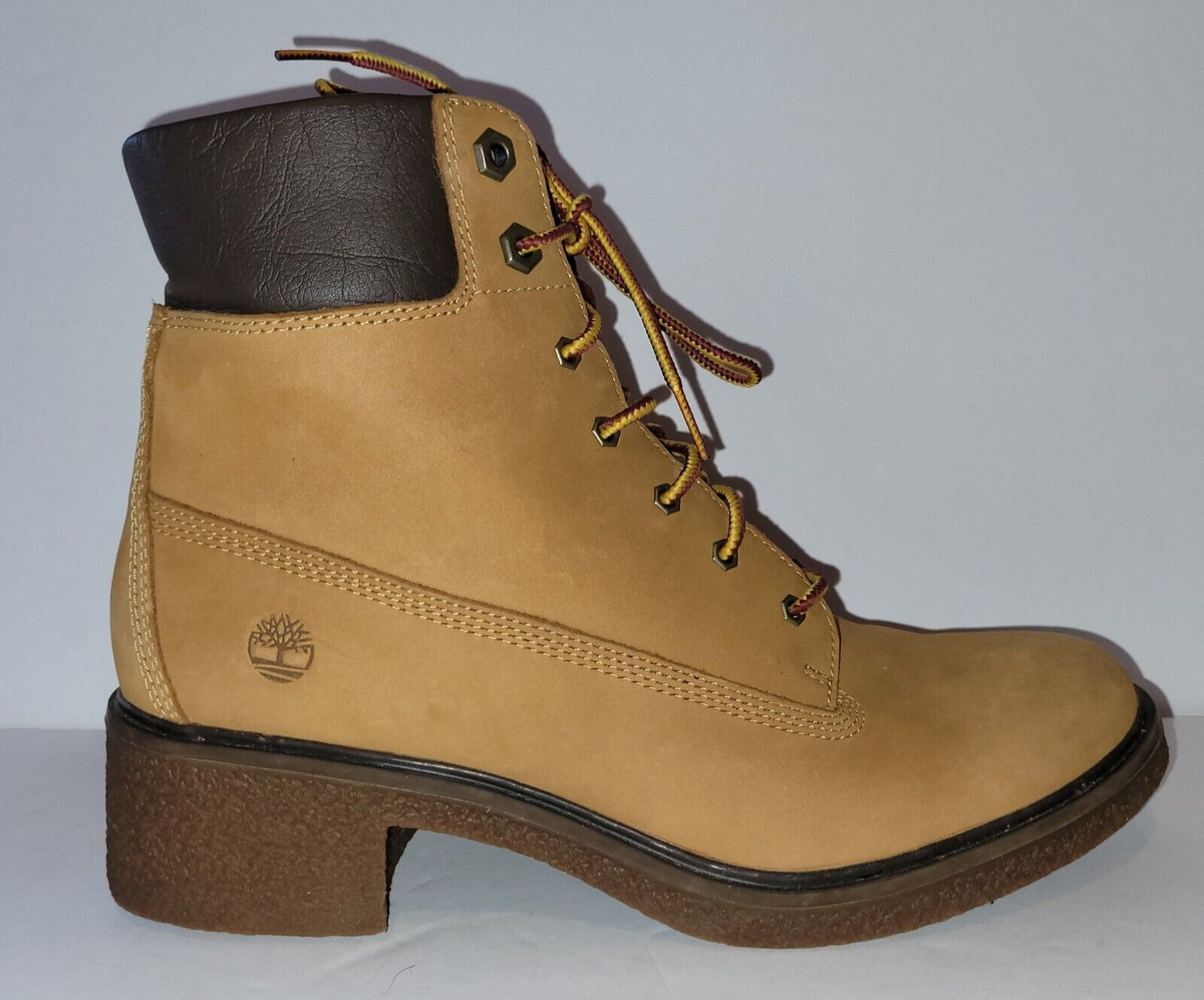 Timberland Women's Brinda 6 Inch Lace Up Heeled Boots Wheat Nubuck 8 Shoes  Block | eBay
