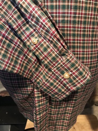 Ralph Lauren Herren kariertes Classic Fit L/S Baumwollhemd Größe L weinrot und grün - Bild 4 von 8