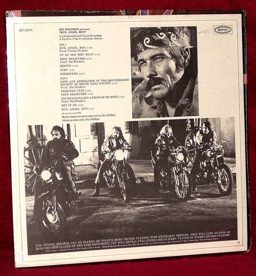 OST LP SEALED  RUN, ANGEL, RUN  STU PHILLIPS TAMMY WYNETTE 1969 EPIC BIKER FLICK Foto 2 de 2