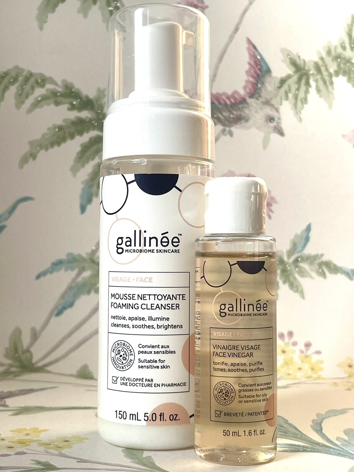 Gallinee Foaming Facial Cleanser 150ml & Face Vinegar Toner Tonic Sensitive 50ml