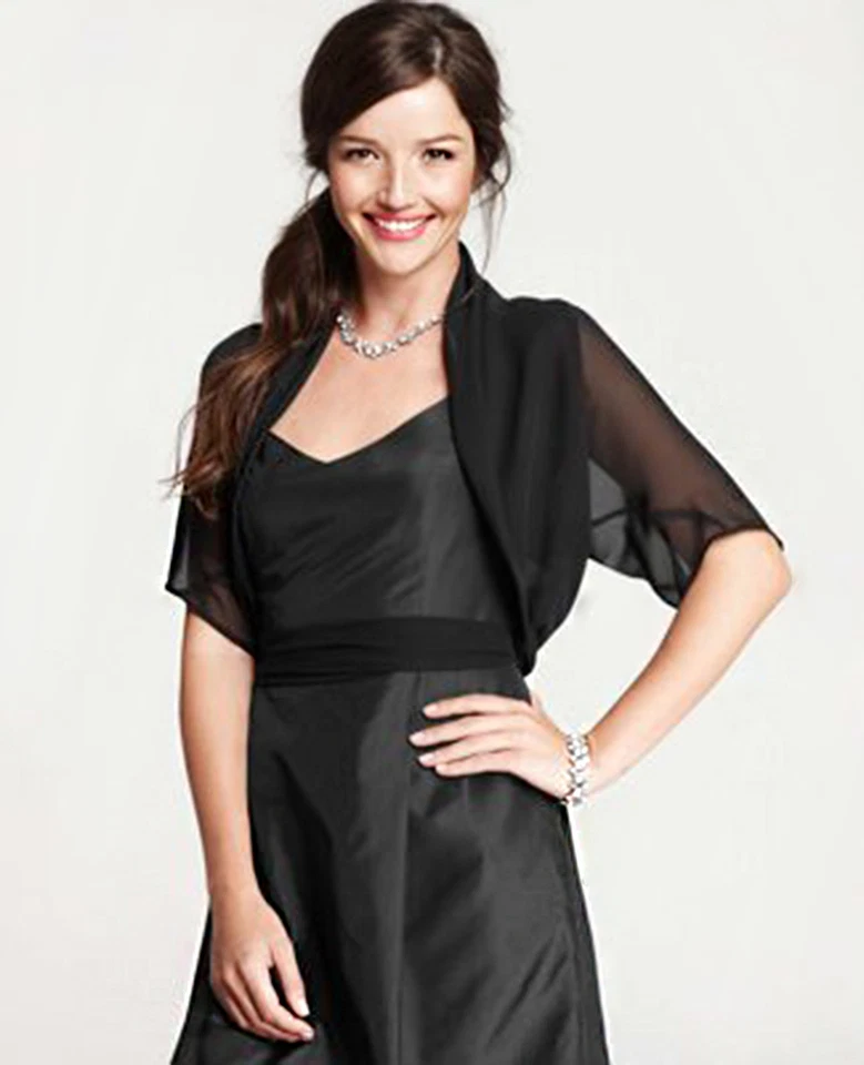 BLACK CHIFFON SHRUG/BOLERO/CAPE/WRAP/JACKET,1/2 Sleeve - Image 2 of 2