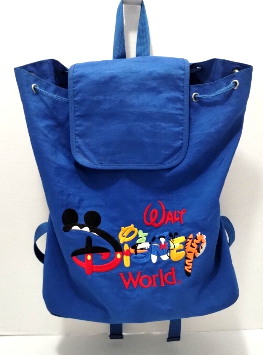 Vintage Walt Disney World Blue Drawstring Embroidered