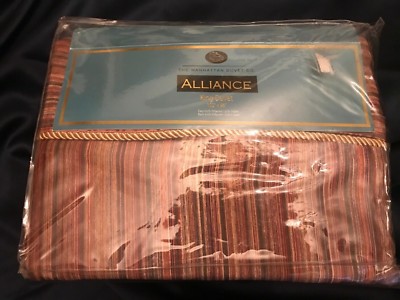 FAB! Alliance Multi Color Striped Solid Backing Comb Cotton 1 King Duvet Cover 