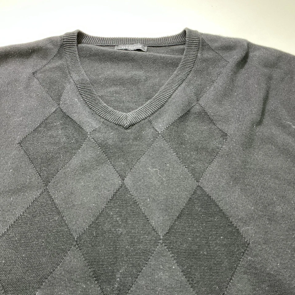 Van Heusen Sweater Mens XL Black Argyle V Neck Knit Pullover Vest Casual - Image 2 of 4