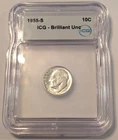 1955-S 90% SILVER ROOSEVELT DIME! PCGS CERTIFIED BRILLIANT UNCIRCULATED DIME!