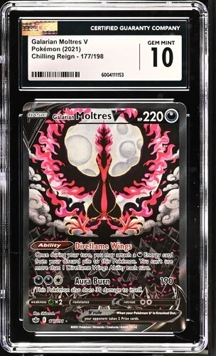 Pokémon Galarian Moltres V 2021 Chilling Reign 177/198 Ultra Rare Holo CGC 10