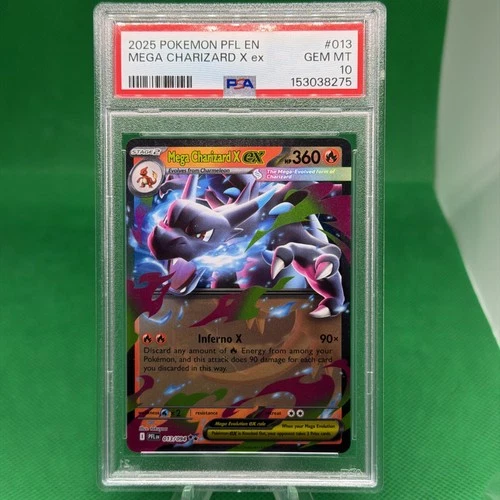 2025 POKEMON PFL EN-PHANTASMAL FLAMES #013 MEGA CHARIZARD X EX PSA 10