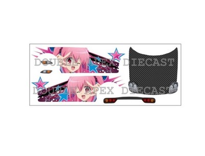 Hot Wheels 93 Mazda RX7 Itasha Anime Wrap Waterslide Decals w Carbon Fiber Hood