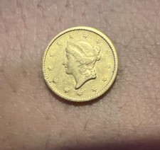 Pièce de 1 $ Liberty Head GOLD DOLLAR TYPE 1 1852 rare - non nettoyée - crêtes parfaites