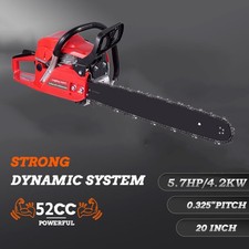 🔥52CC 20" Gasoline Chainsaw Powered Wood Cutting Engine Gas Crankcase Chain Saw