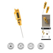Compact Dual Probe Digital Thermometer with Min/Max Memory Yellow Display