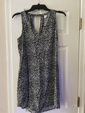 Old Navy Black and White Speckled Sleeveless Keyhole Shift Mini Dress Size Small