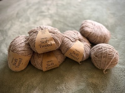 DROPS Soft Tweed Yarn Lot of 6 Skeins Color 03 Sand Wool Alpaca DK