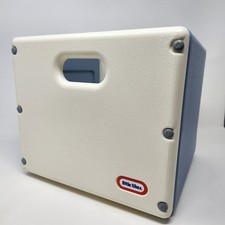 VTG Little Tikes Tykes Blue & White Storage Bin Cube Box Cubby 10.5 x 10.5 x 9.5