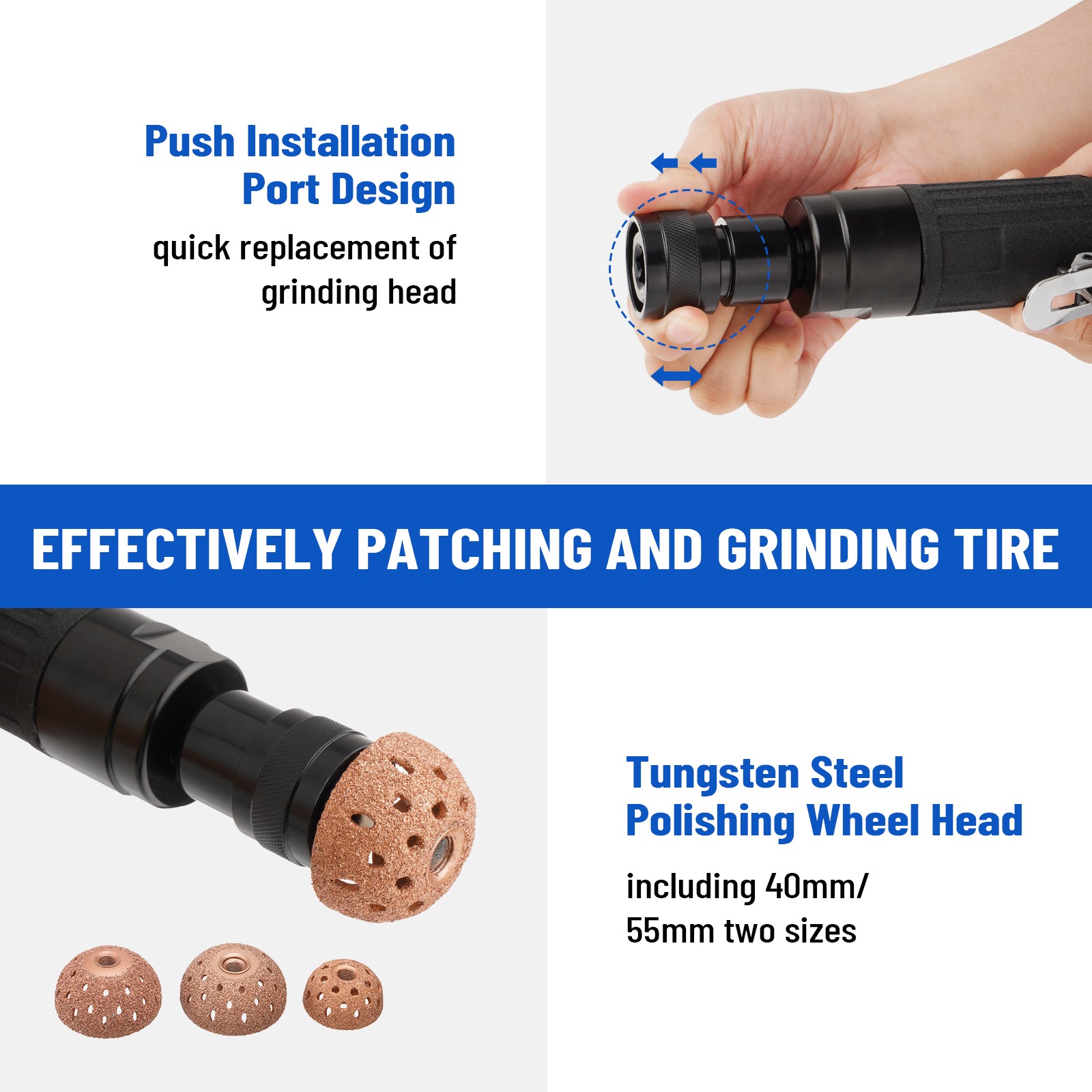Tire Repair Set Includes 2500Rpm Low Speed Air Tire Buffer Tire Patch Roller Tir