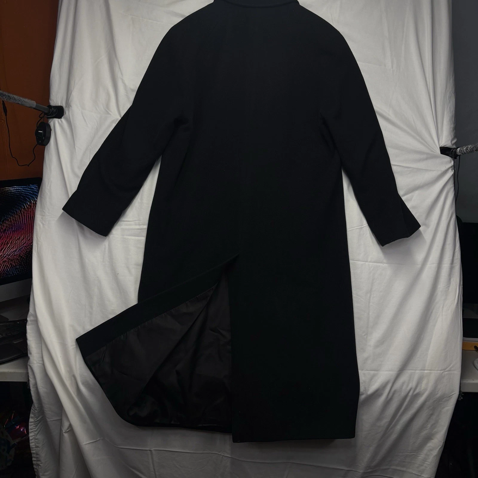 Metropolitan View Bloomingdales Mens 42L Black Wool Cashmere Overcoat Made Italy image 3
