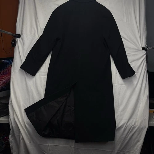 Metropolitan View Bloomingdales Mens 42L Black Wool Cashmere Overcoat Made Italy image 3