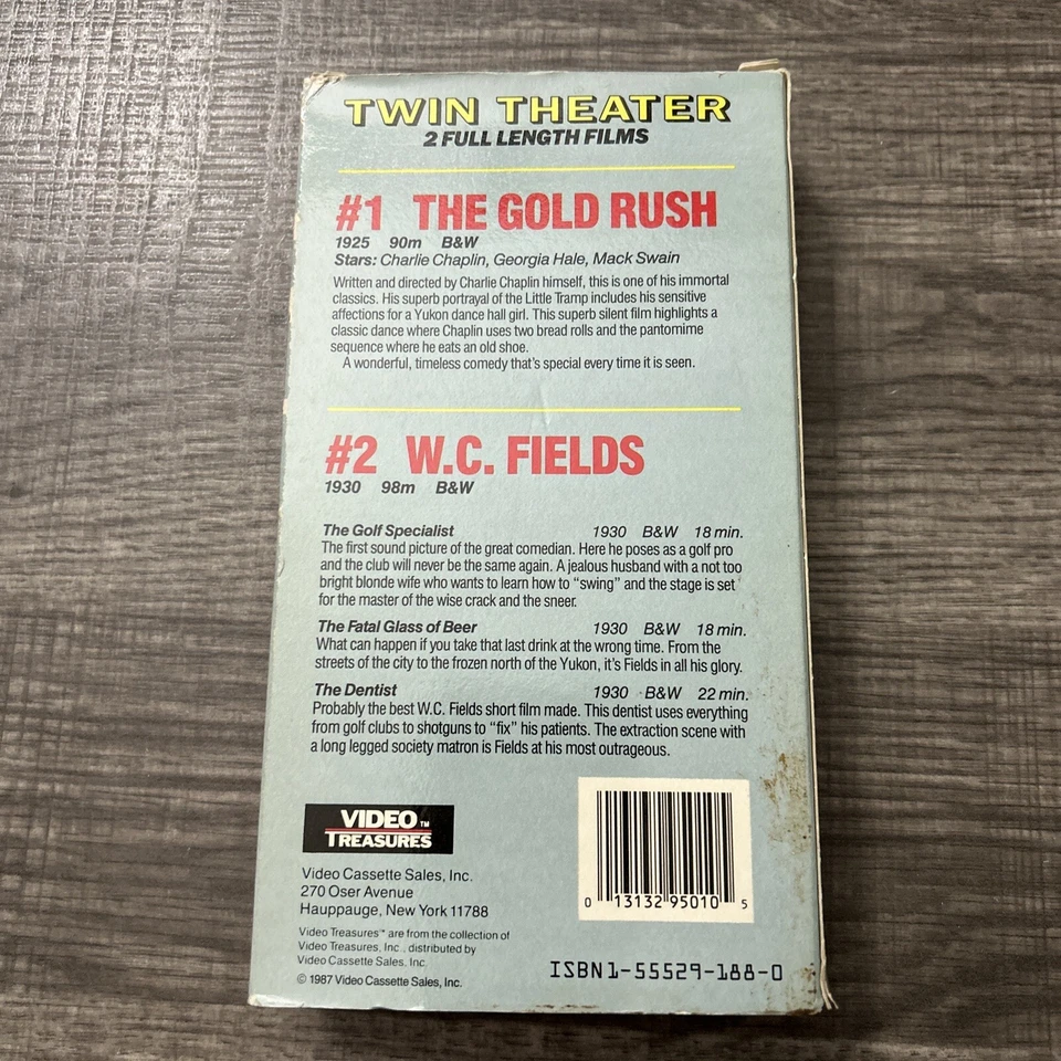 Charlie Chaplin ~ The Gold Rush & W C Fields 3 Short Films - Twin Theater  VHS - Image 2 of 4