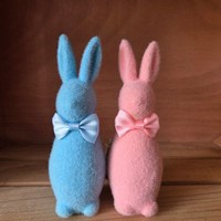 2 X Flock Hase Figur Hellblau Blau 15Cm Osterdeko Dekoration Rosa Osterhasen