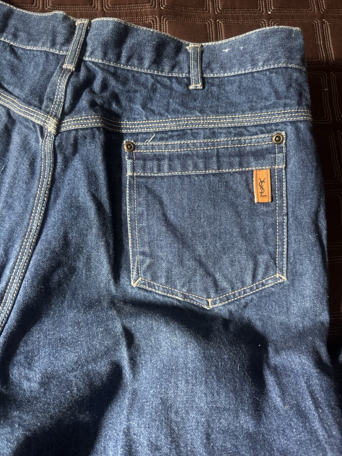 Jeans dritti vintage rari YSL SAINT LAURENT Pour Homme cotone blu denim 35x31