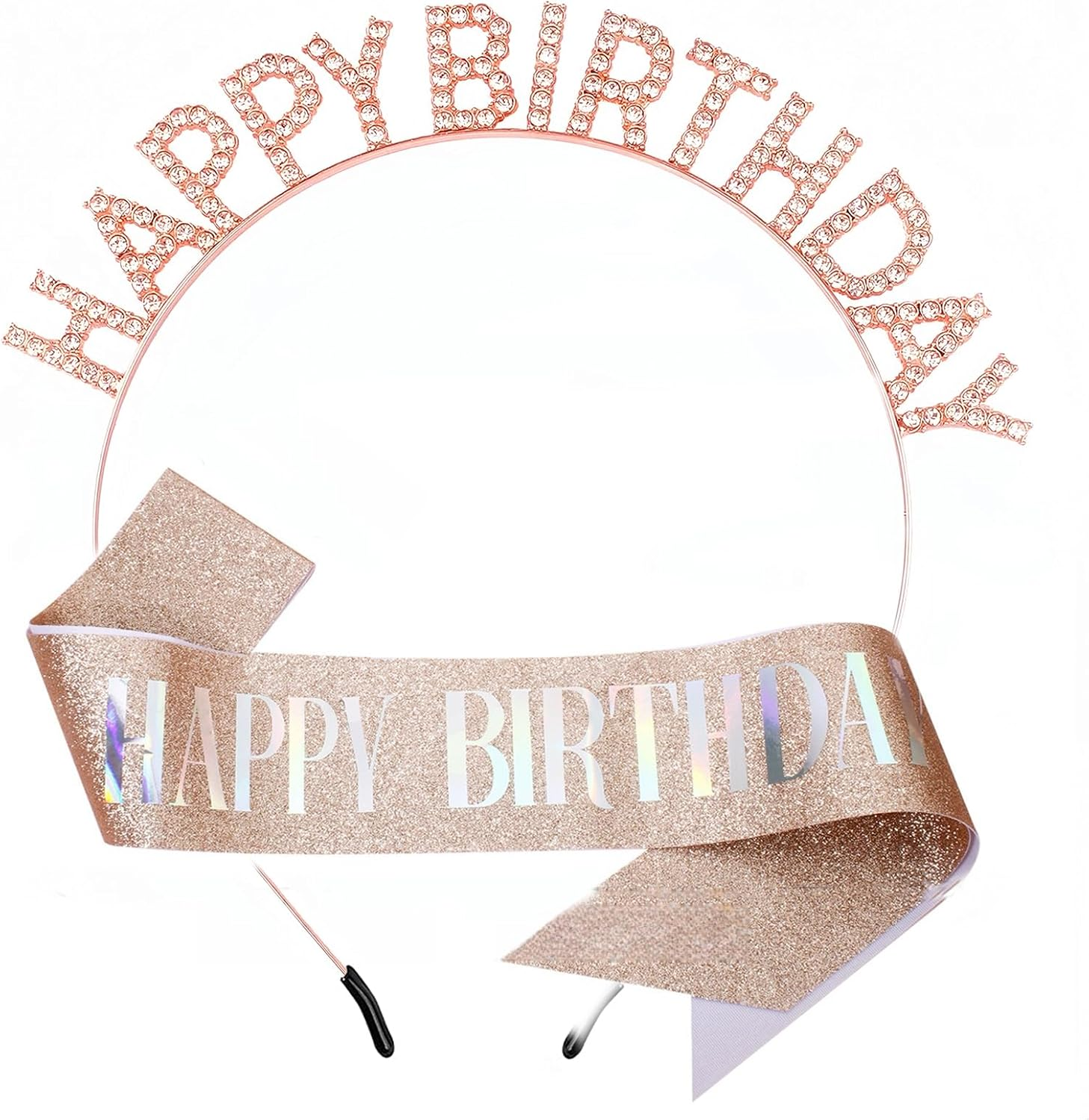 Birthday Crowns for Women,Happy Birthday Sash & Tiara for Women Girl,Rhinestone