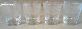 RARE CAMBRIDGE ROSE POINT 3 1/2" OLD FASHIONED SHAM TUMBLER #321 SET OF 4