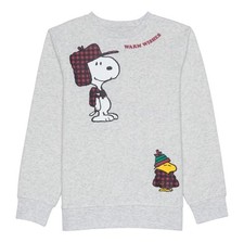 New Adorable Big Kids Peanuts Snoopy Crew Fleece Sweatshirt Size Small NWT