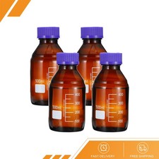 4 x Media Storage Bottles 500ml Borosilicate Glass Graduated Bottles Brown