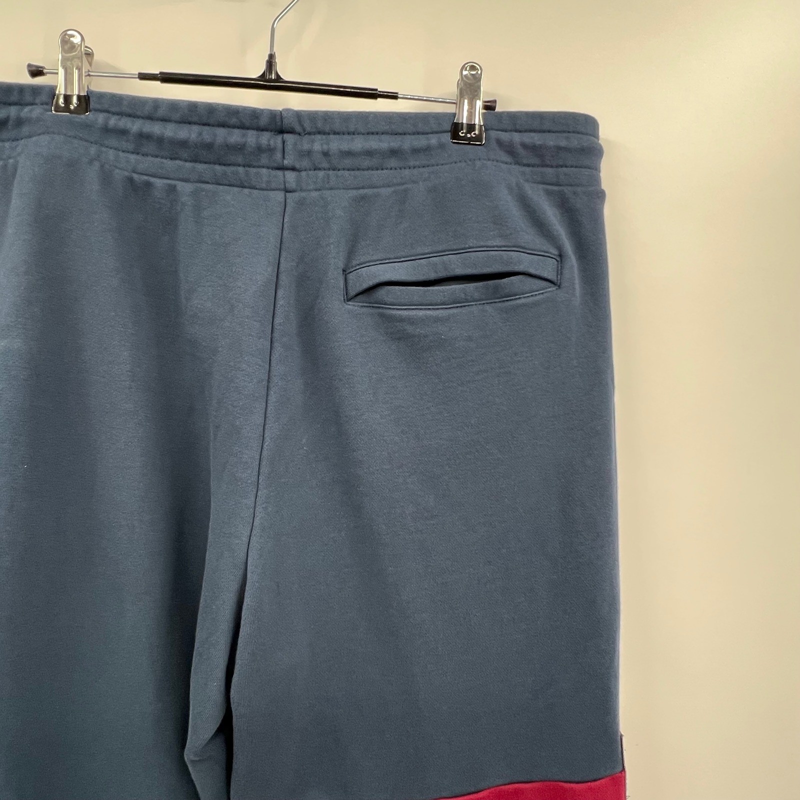 New Balance Mens Colorblock Joggers Navy Burgundy Gold Fleece Sweatpants Large thumbnail 6